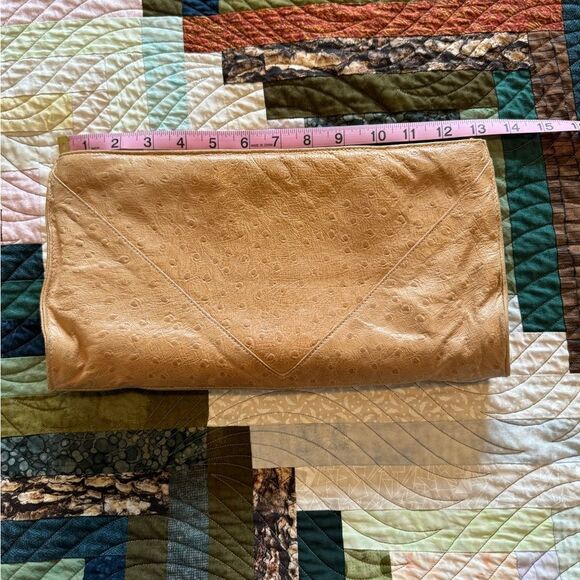 Vintage Ruth Saltz 60s leather clutch Faux Ostrich - Picture 2 of 8